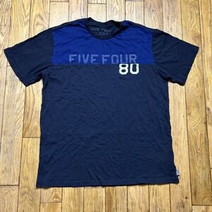 Five Four Mens XL T-Shirt Navy Blue Black Colorblock Graphic Tee Made in USA 80